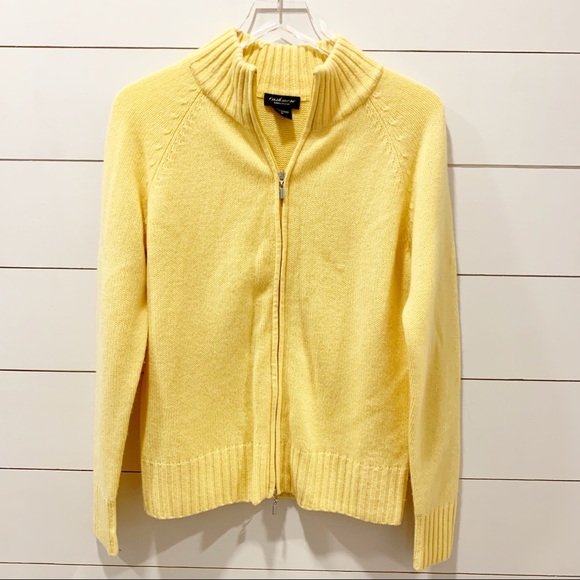 Lord & Taylor Sweaters - LORD & TAYLOR 100% Cashmere Zip Up Yellow Sweater Lord & Taylor Sweaters - LORD & TAYLOR 100% Cashmere Zip Up Yellow Sweater